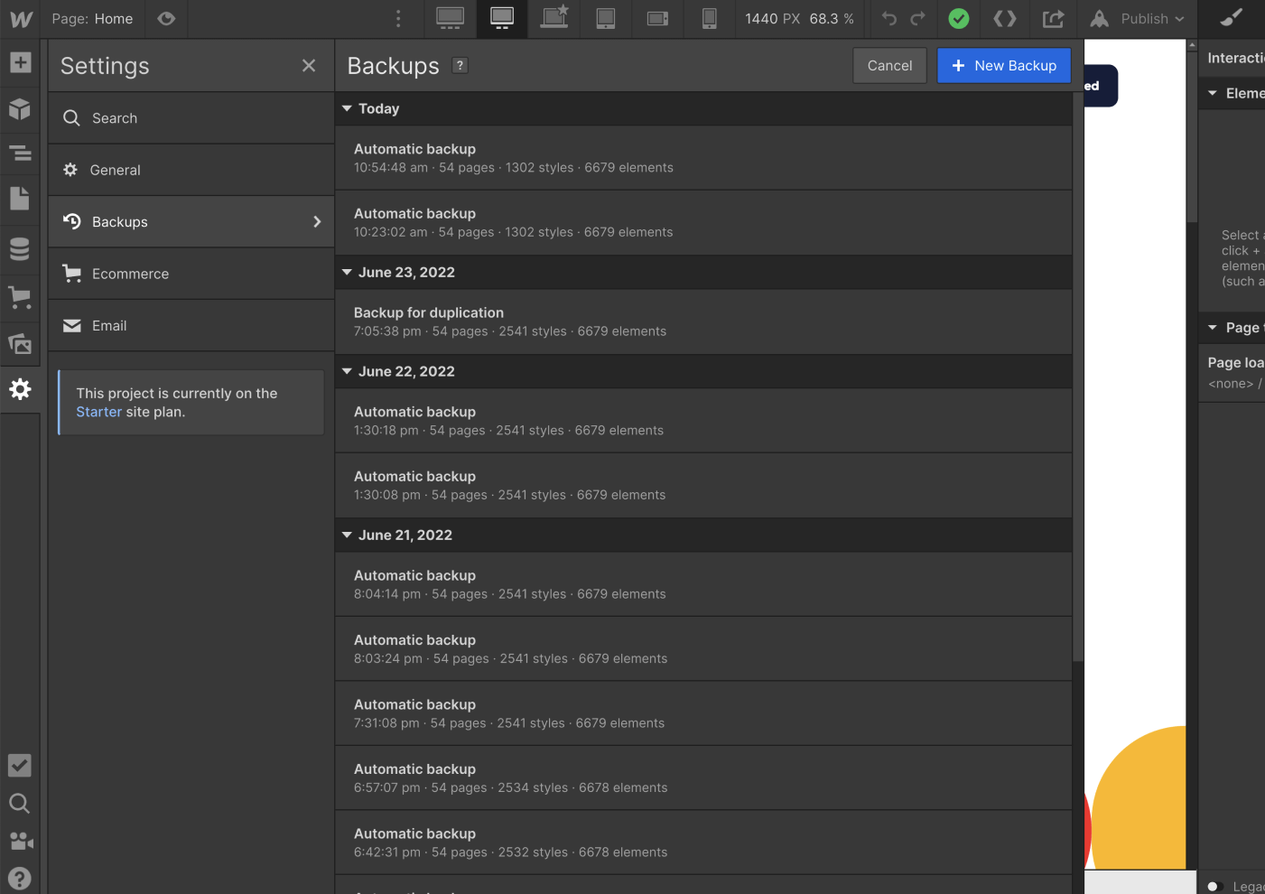 Backups - Studiopro X Webflow Template