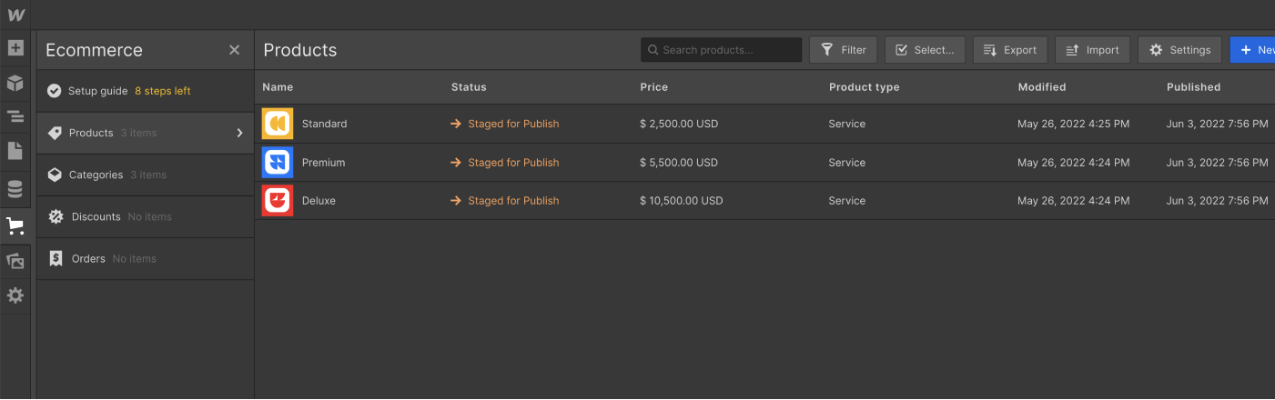 eCommerce Collection - Studiopro X Webflow Template