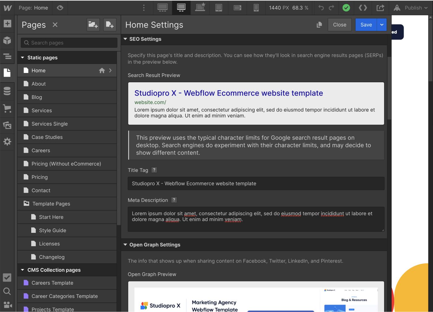 SEO - Studiopro X Webflow Template